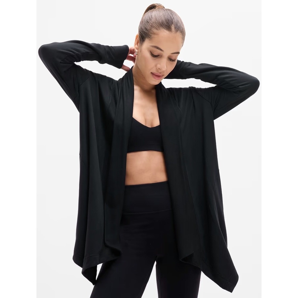 Athleta Pranayama Restore Ultra-SOFT Black Cardigan Athleisure Comfort Womens L